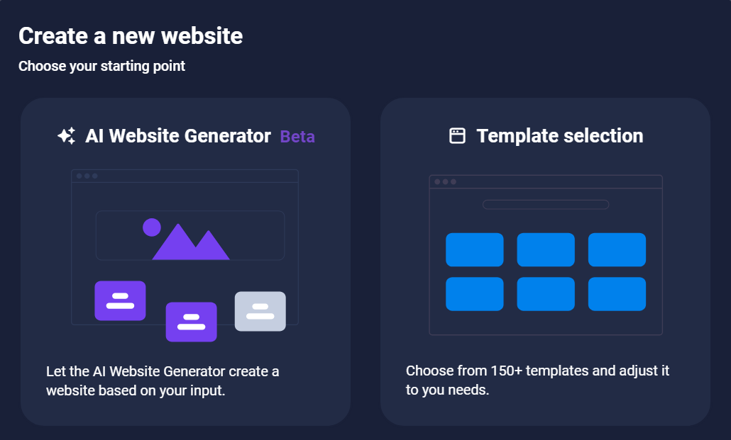 Sitejet Create New Site